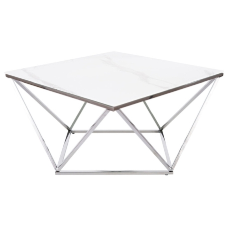Silver A II White marble effect bench 80x80 Signal