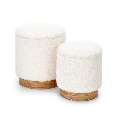 Set of 2 Cancun poufs in bouclé fabric Halmar