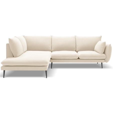 Strona narożnika - Lewa, kolor - odcienie beżu, Kolorystyka nóżek Milo Casa - Czarne, Milo Casa kolorystyka Aksamit - Jasny Beżowy Blu22