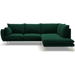 Corner side: Rights Kolor tapicerki: shades of green Colours of the Milo Casa feet: Gold Aksamite: Bottle Green Blu78 