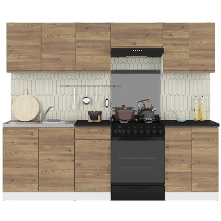Zestaw mebli kuchennych Junona Line modrzew sibiu Black Red White