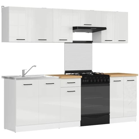 Junona Line chalk gloss kitchen furniture set Black Red White
