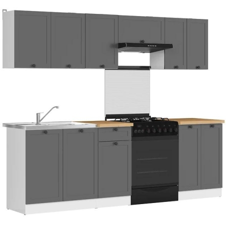 Junona Line kitchen furniture set graphite Black Red White
