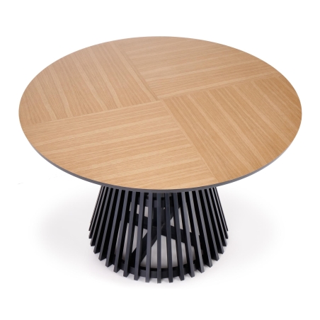 Miyaki round table natural oak/black slatted leg Halmar