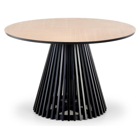 Miyaki round table natural oak/black slatted leg Halmar