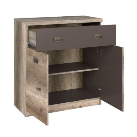 Malcolm 2D1S chest of drawers Black Red White