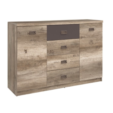 Malcolm 2D4S chest of drawers Black Red White