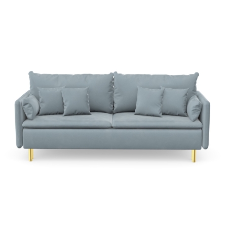 Sofa Asti Gold Puszman na złotych nóżkach, tkanina błękitna
