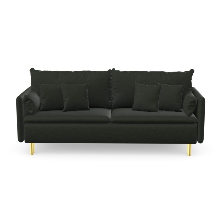 Sofa Asti Gold Puszman na złotych nóżkach, tkanina ciemnozielona