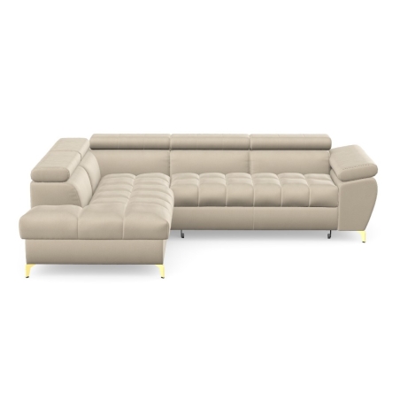 Corner side - Left, colour - shades of beige, Letto / Castel dedicated fabric - Letto 03, Leg colour lugano - Gold