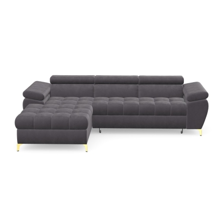 Corner side - Left, colour - Dark grey, Letto / Castel promotional fabric - Letto 97, Leg colour lugano - Gold