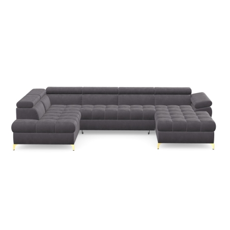 Corner side - Left, colour - Dark grey, Letto / Castel promotional fabric - Letto 97, Leg colour lugano - Gold