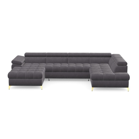 Corner side - Rights, colour - Dark grey, Letto / Castel promotional fabric - Letto 97, Leg colour lugano - Gold