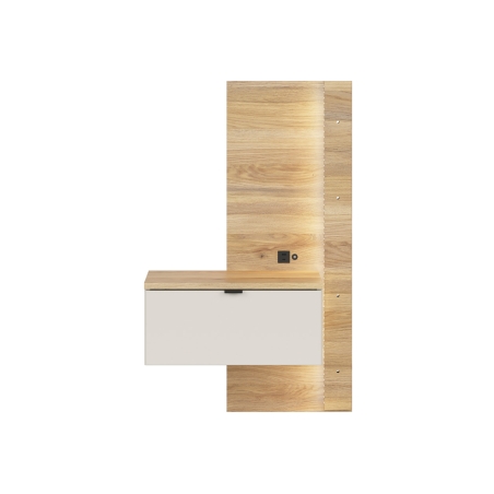 Glamour 50 nightstand left with cashmere/oak mauvella drawer USB LED Black Red White