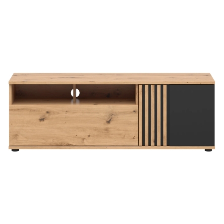 RTV cabinet Vabres 135 cm with doors and drawer oak artisan lamella Black Red White