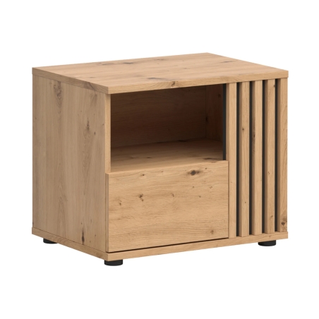 Nightstand Vabres 55 cm right-hand corner with drawer oak artisan lamella Black Red White