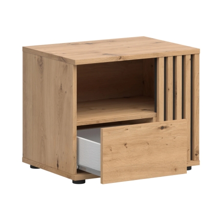 Nightstand Vabres 55 cm right-hand corner with drawer oak artisan lamella Black Red White