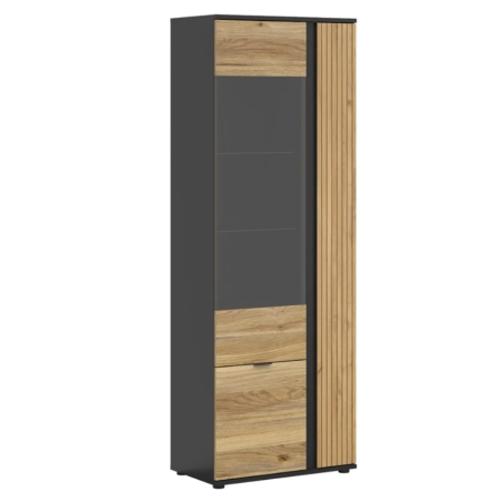 Luen 70 cm vitrine with 3 doors oak tegola/oak mauvella Black Red White