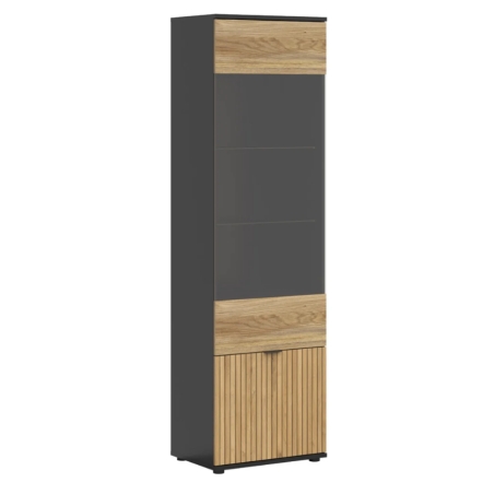 Luen 57 cm vitrine with 2 doors oak tegola/oak mauvella Black Red White
