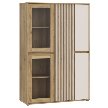 Showcase Eliston 109 cm with 5 doors oak mauvella/sand Black Red White