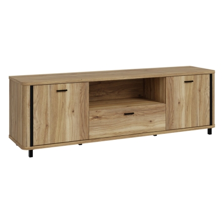 Falam 174 cm RTV cabinet with 2 doors and a drawer oak mouvella Black Red White