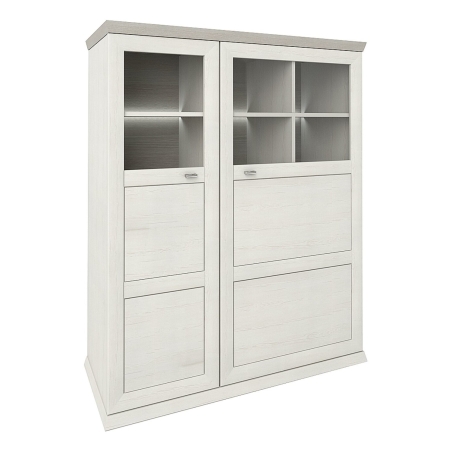 Camron 110 cm 2-door vitrine with LED lighting aurelio pine Black Red White