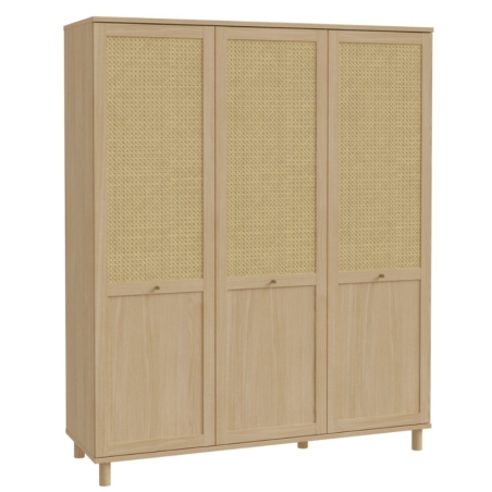 Szafa trzydrzwiowa Caloroso 165 cm dąb elegancia/naturalny rattan Black Red White