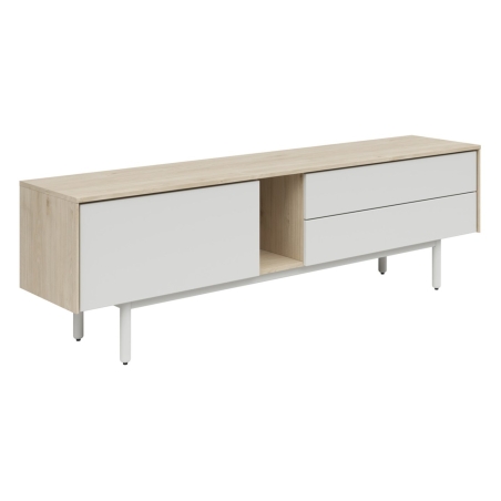 RTV cabinet Ema 180 cm with doors and 2 drawers jackson hickory walnut/light grey Black Red White