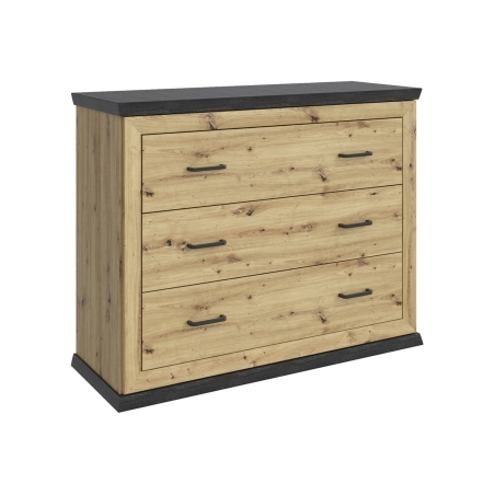 Komoda dziecięca Benton 110 cm z 3 szufladami dąb artisan Black Red White Komoda dziecięca Benton 110 cm z 3 szufladami dąb artisan Black Red White