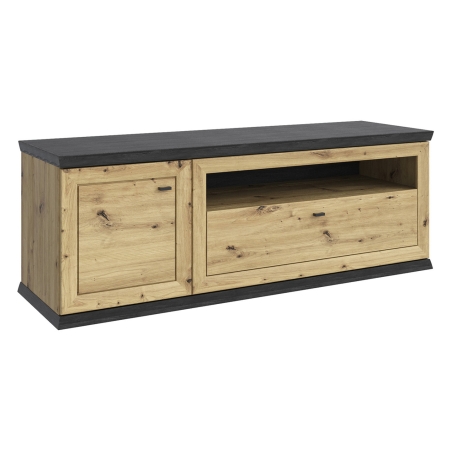 Benton 150 cm RTV cabinet with doors and drawer oak artisan Black Red White