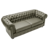 Sofa Chesterfield 3 skóra naturalna Wersal odcienie zielonego