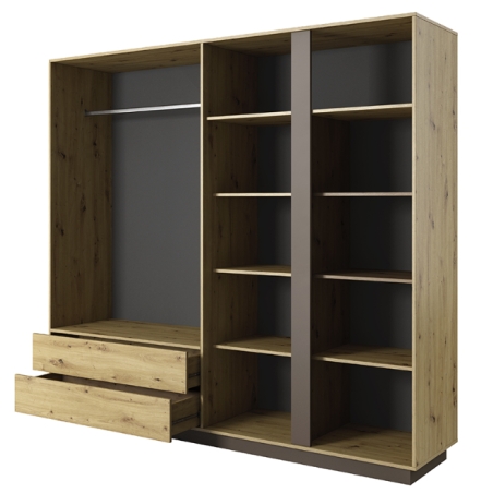 Laski Meble Arco 220 Wardrobe Oak/Graphite