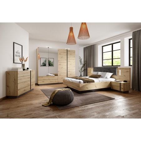 Laski Meble Arco Oak/Graphite Bed with Storage