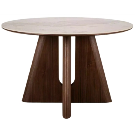 Alzano Ceramic Round Dining Table Signal walnut
