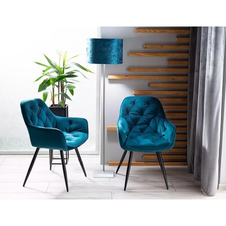 Cherry Velvet turquoise Bluvel 85 Signal chair