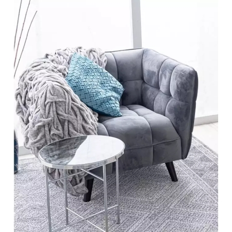 Castello 1 velvet grey bluvel 14 wenge armchair Signal