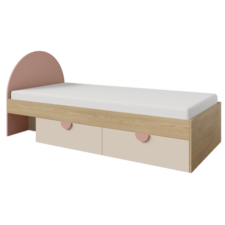 Łóżko Lexi 13 L/P dąb cremona / macadamia /pudrowy róż