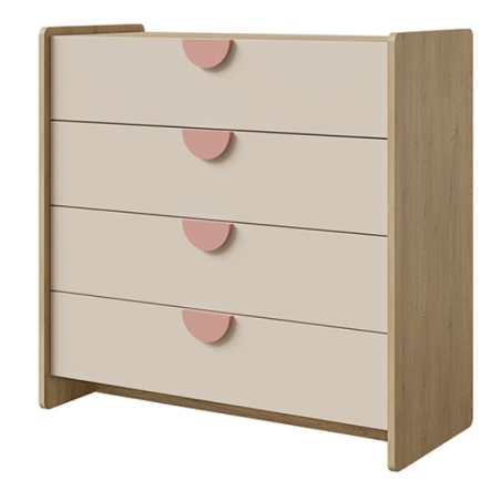 Komoda 4SZ Lexi 10 dąb cremona / macadamia /pudrowy róż