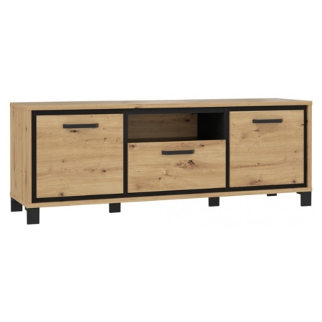Trondheim RTV Cabinet TDHT132 oak artisan / oak black Forte