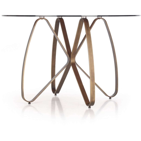 Lungo glass round table antique gold Halmar