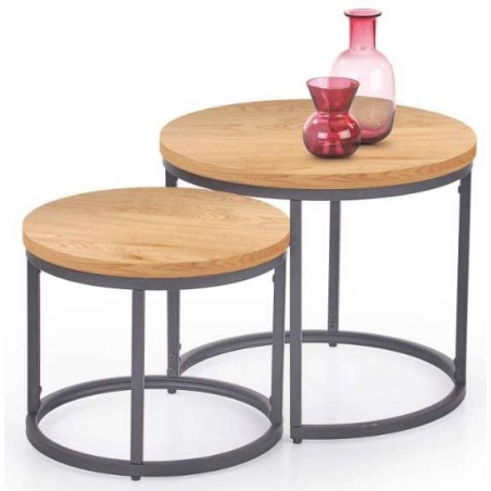 Oreo set of two benches oak gold / black Halmar