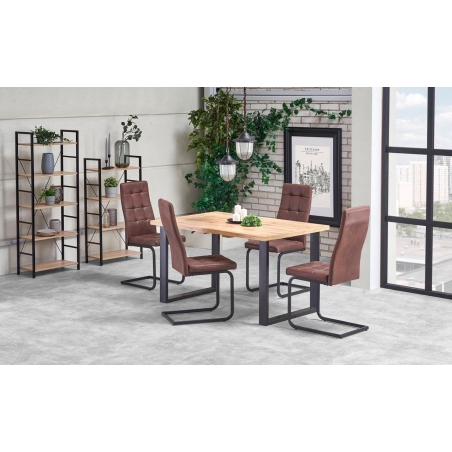 Venom folding table 135-185 oak wotan black legs Halmar