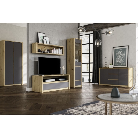 Szafka RTV Malta dąb artisan/smooth grey Gała Meble