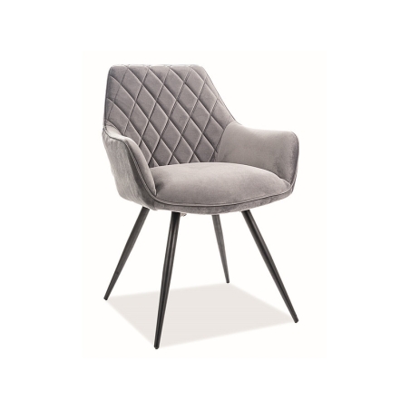 Linea Velvet Chair Black Frame Grey Bluvel 14 Signal